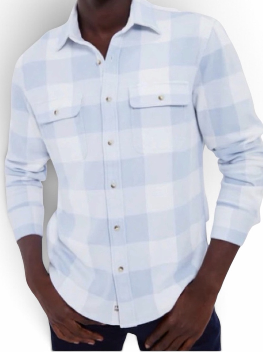 Fair Harbor Men's Light Blue Plaid Dunewood Stretch Flannel Size XXL-NWT